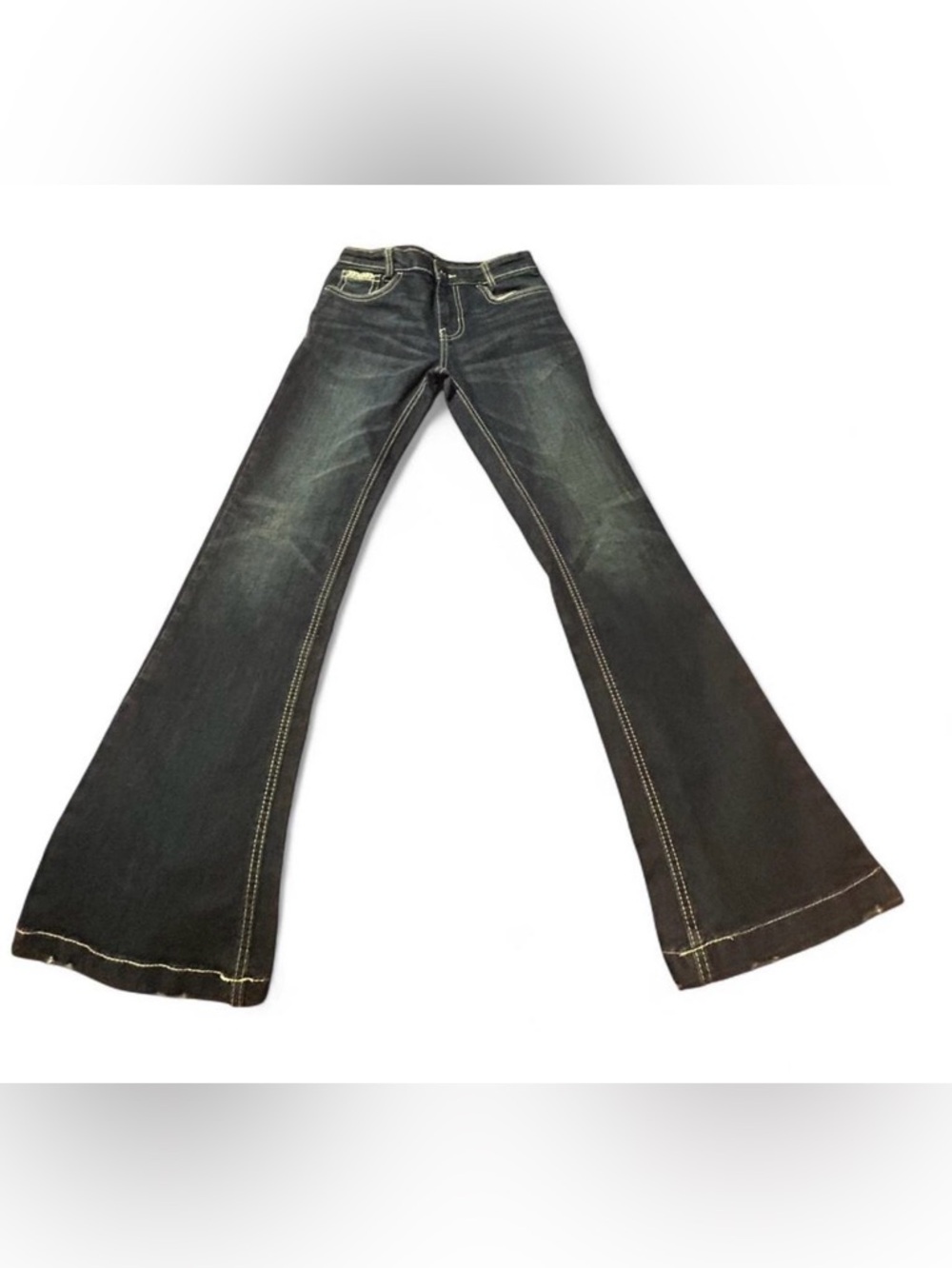 Cruel Girl Black Flare Jeans with Contrast Stitching